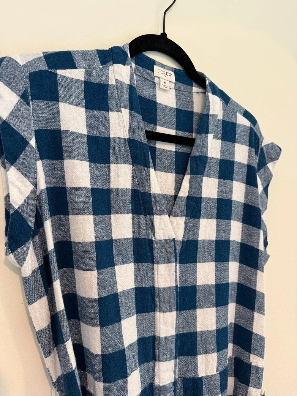 J. Crew Blue and White Gingham Romper